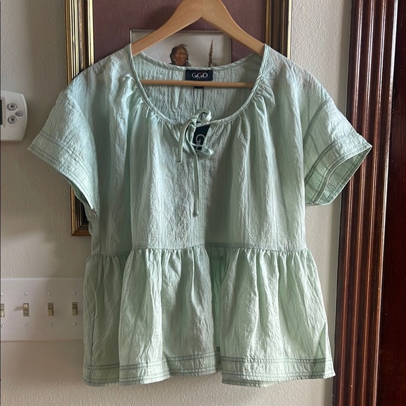 Gigio Tops - GiGiO Short Sleeve Peplum Blouse Top